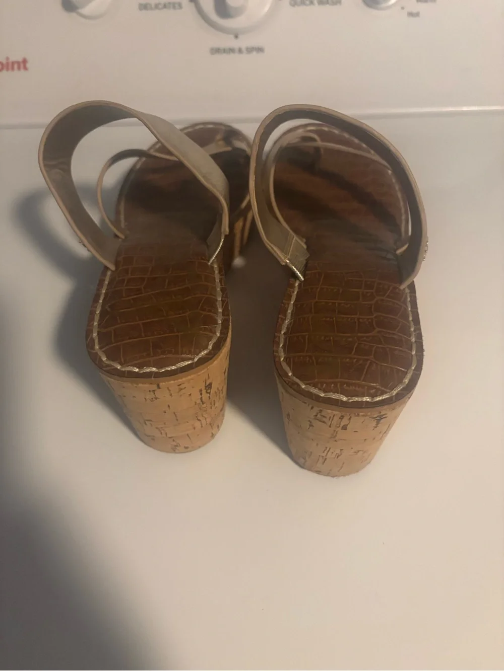 Sam Edelman Gold Metallic Cork Wedge Sandals
